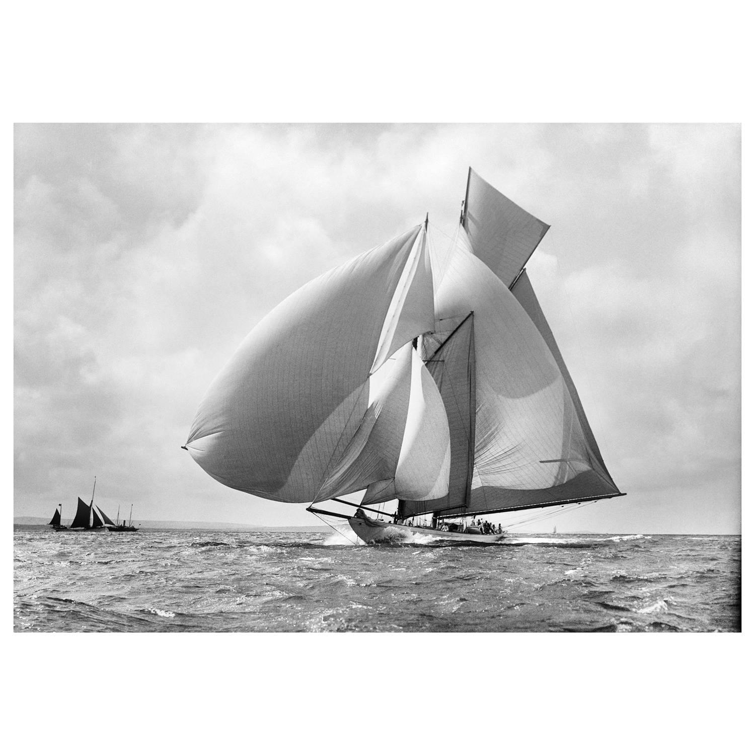 Frank Beken Black and White Photograph - Classic Sailing Yacht Suzanne, 1911