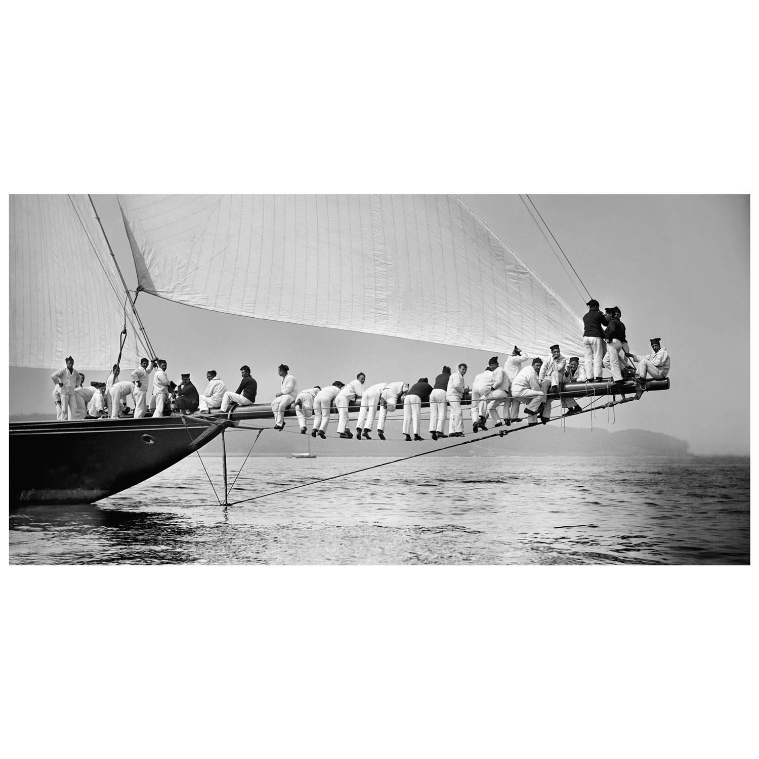 Alfred John West Black and White Photograph - Classic Yacht Meteor 2 Aground, 1897