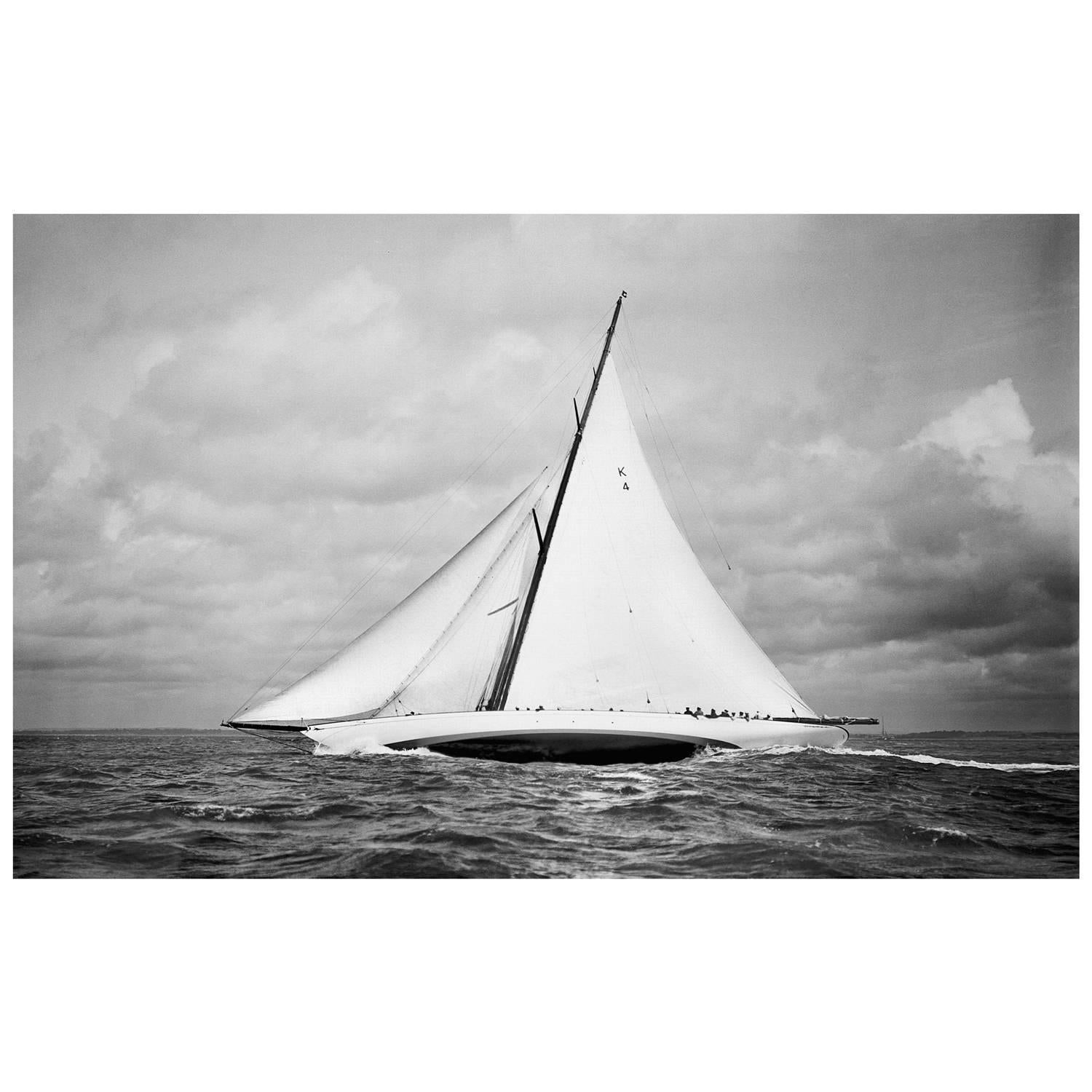 Frank Beken Black and White Photograph - Sailing Yacht Cambria, 1930