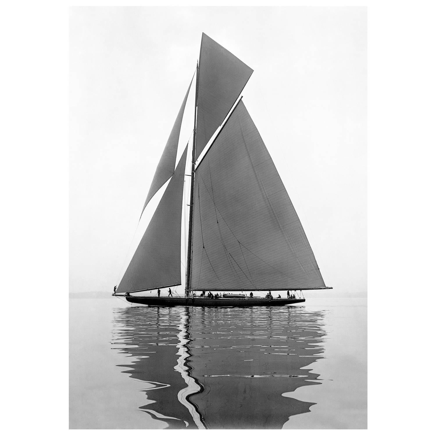 Frank Beken Black and White Photograph - Classic Sailing Yacht Shamrock 4, August 1914