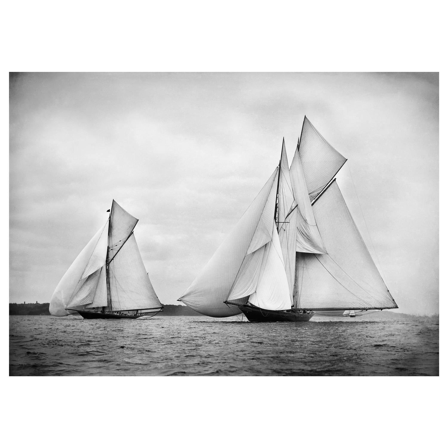 Alfred John West Black and White Photograph - Sailing Yacht Satanita & Rainbow, 1898 