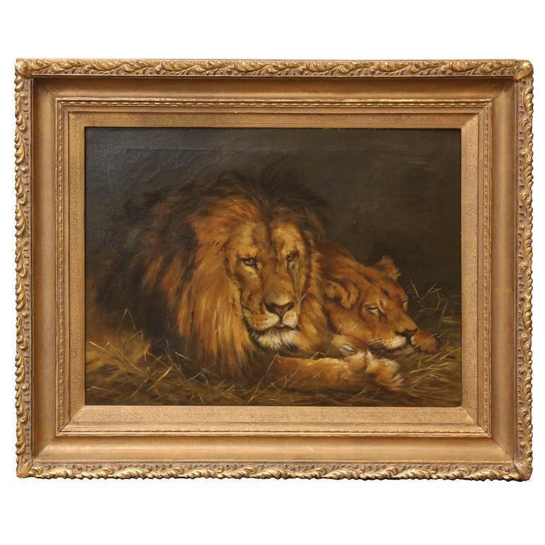 Geza Vastagh Animal Painting - Lions