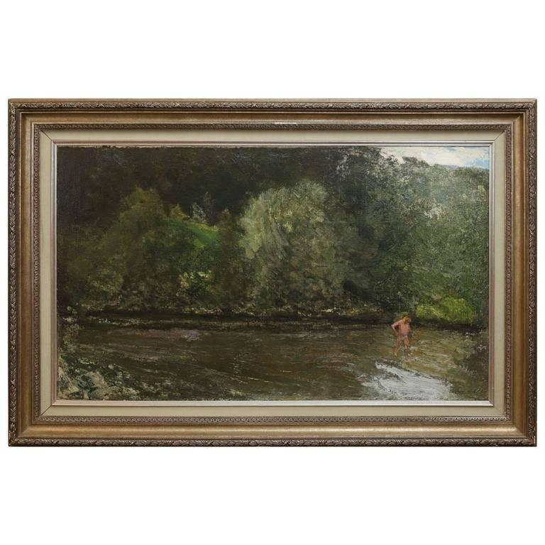 Rezso Burghardt Landscape Painting - Crossing the River