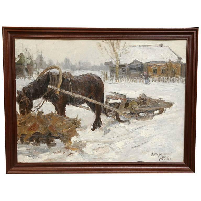 Aleksey Mihaylovich Starostin Animal Painting - Winter. Horse is Tired
