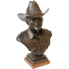 Retro Edd Hayes Bronze Bust of a Man