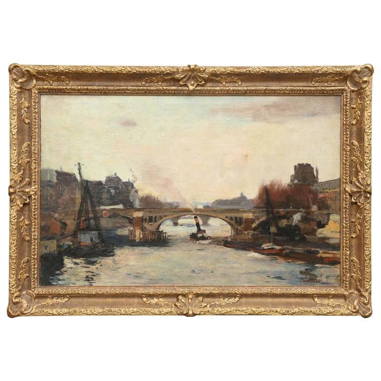 François Gall Landscape Painting - La Seine Avec La Bateau
