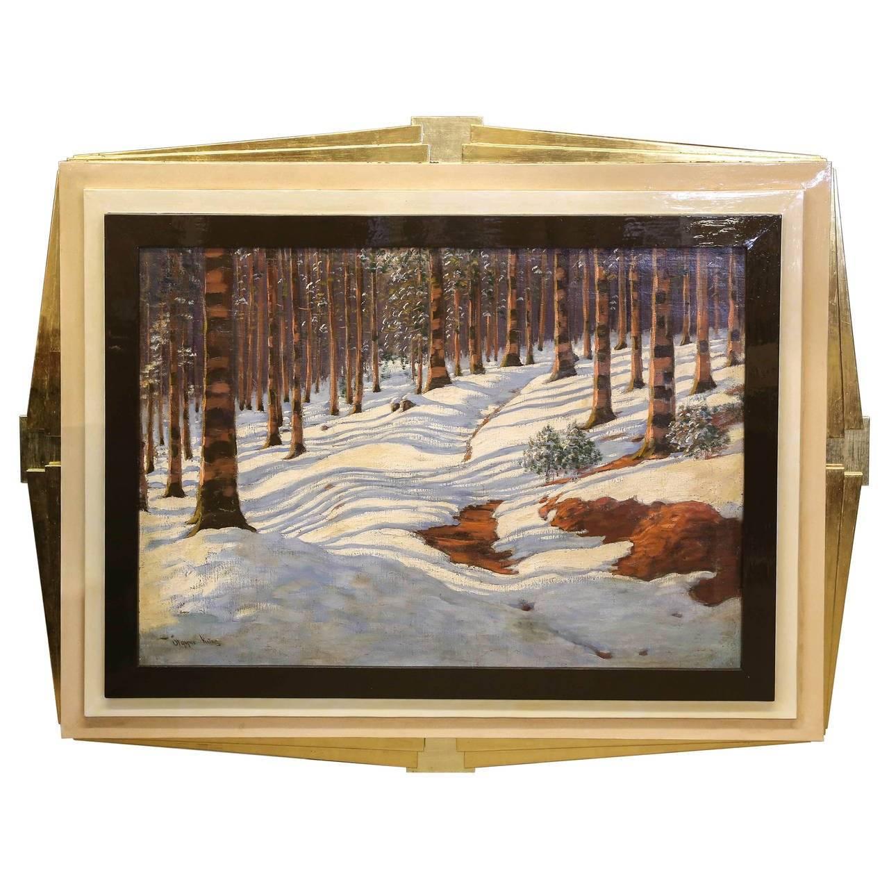 Victor Olgyai Landscape Painting – Winter Reflektionen