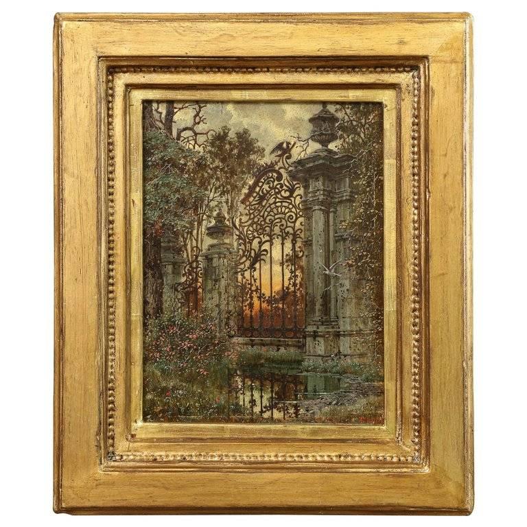 Ferdinand Knab Landscape Painting - The Garden Gate