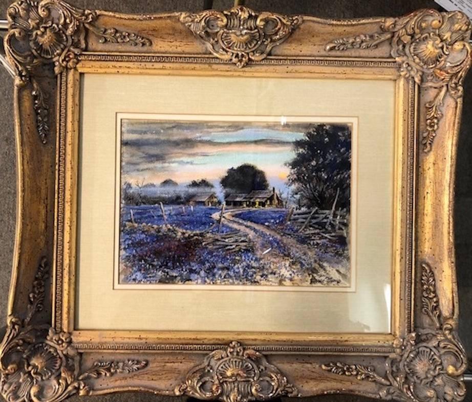 Bluebonnet Sunset - Painting by Harold Sims