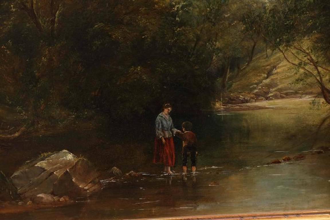 Stepping Stones - Brown Landscape Painting by Frederick William Hulme
