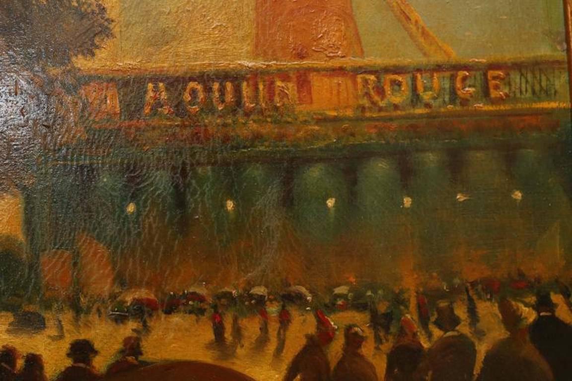 Moulin Rouge - Brown Landscape Painting by Samuel Seeberger