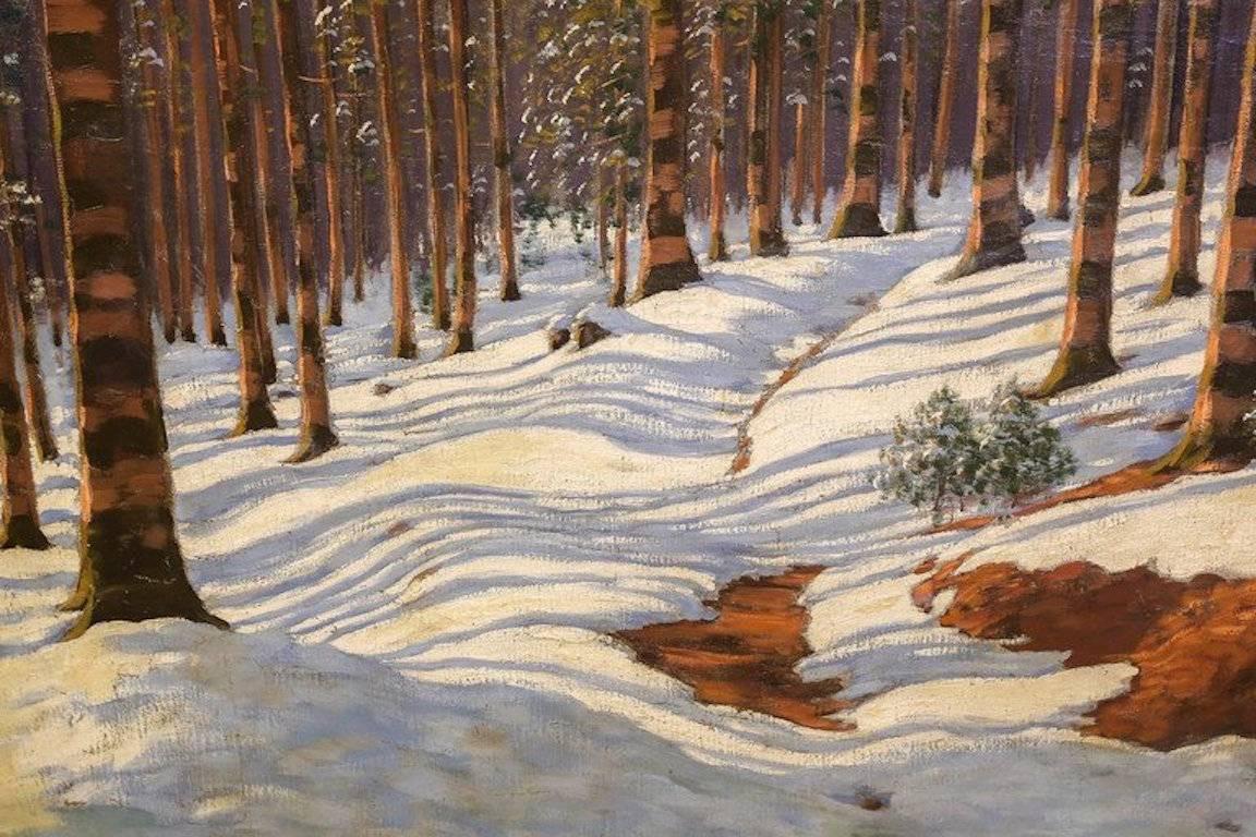 Winter Reflections - Painting by Victor Olgyai