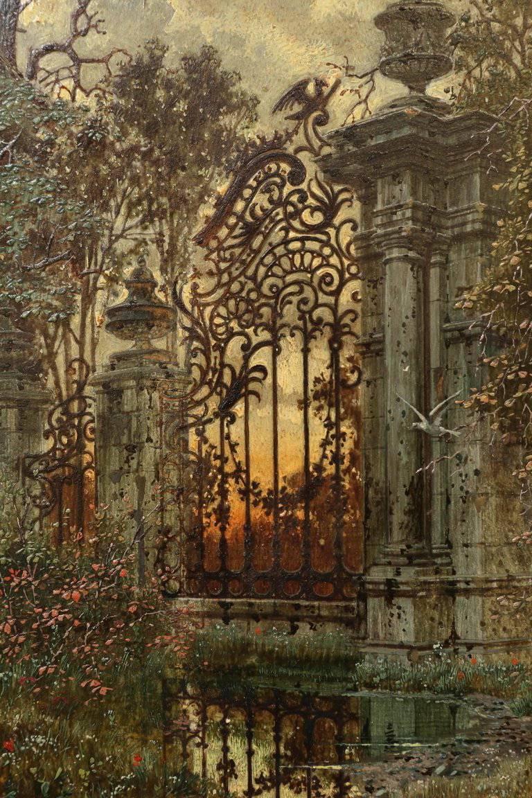 The Garden Gate - Other Art Style Painting by Ferdinand Knab