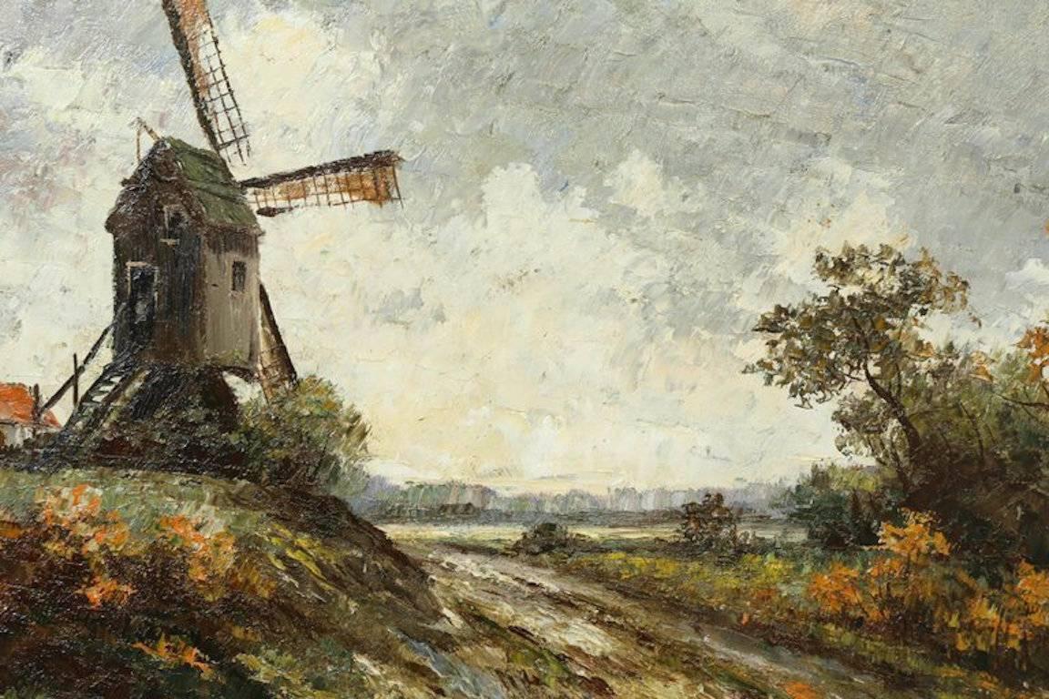 Windmill - Other Art Style Painting by Jules Dupre