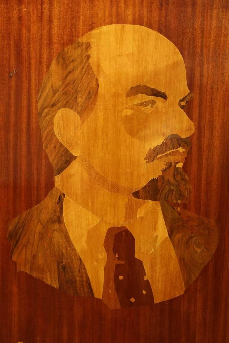Inlaid wood portrait of Lenin - Other Art Style Art by Unknown