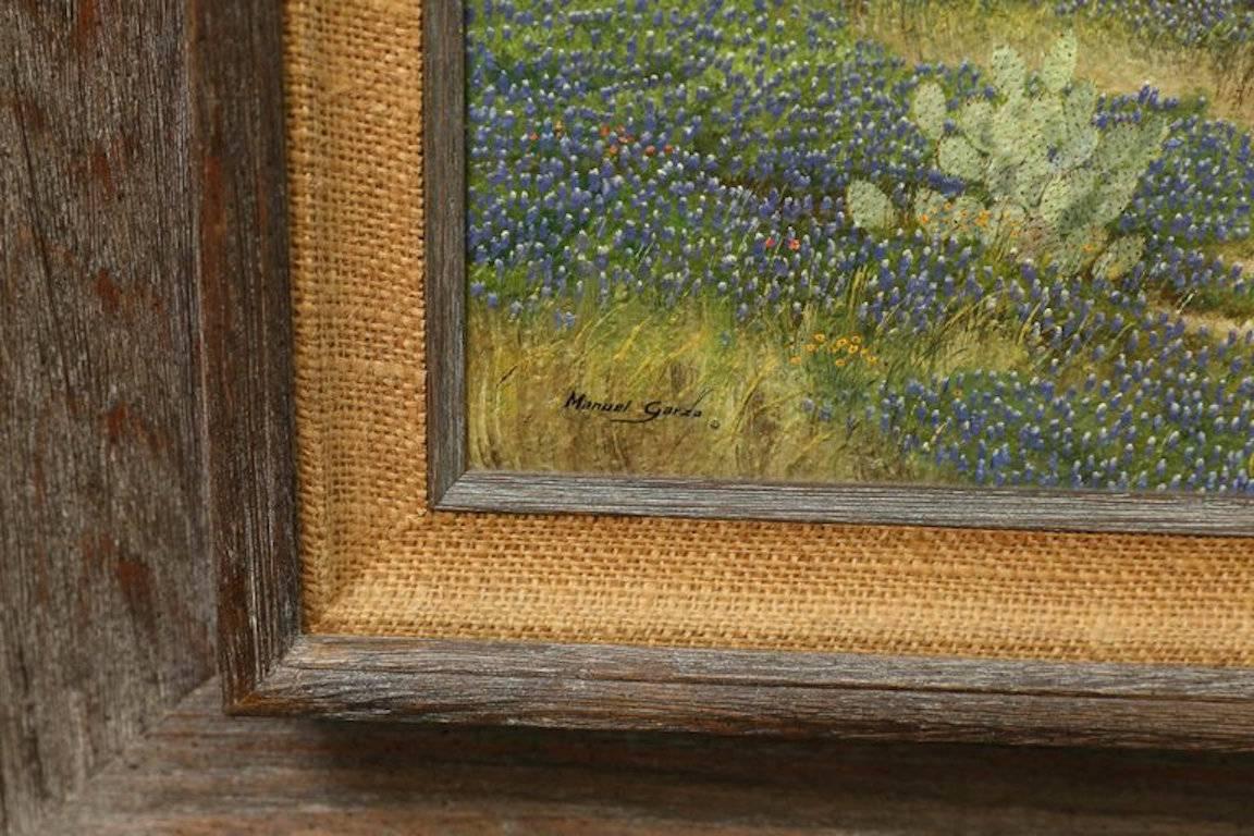 Landscape with Bluebonnets - Other Art Style Painting by Manuel Garza
