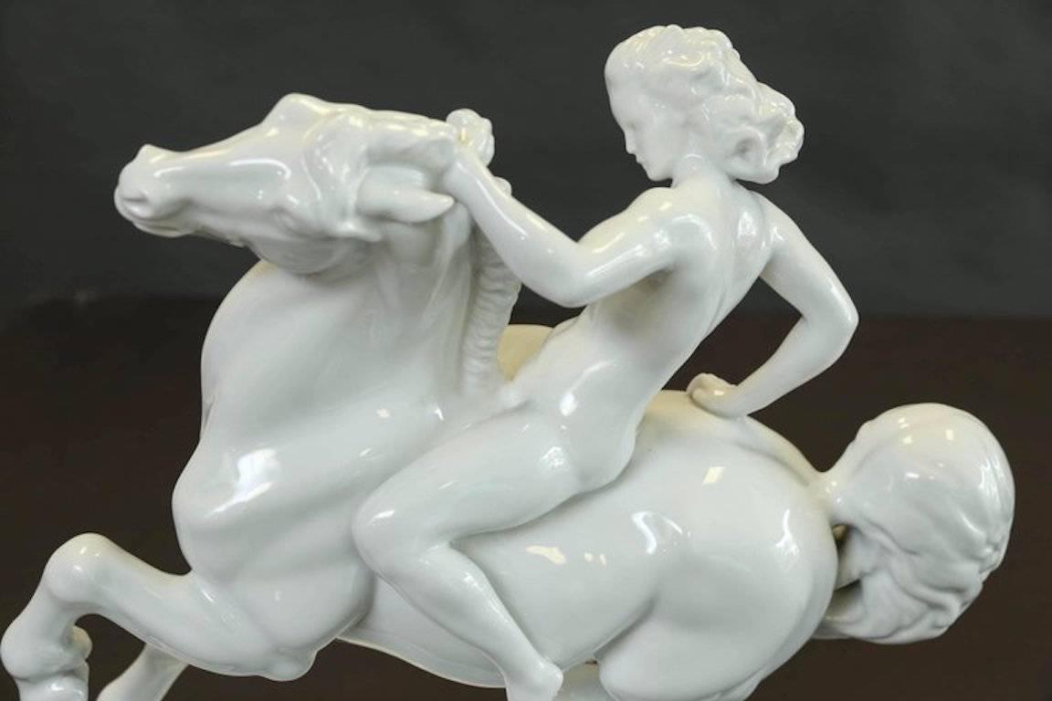Herend Nude Female Figure on a Rearing Horse 3