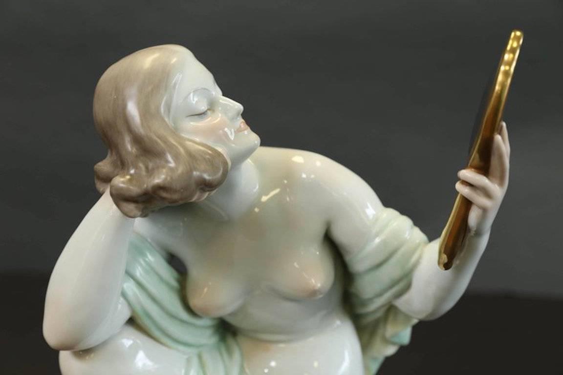 Herend female nude figure, hand-painted. # 5723.  
Condition is perfect, circa 1960s.  
Measures: 16” H x 9.5” W.
