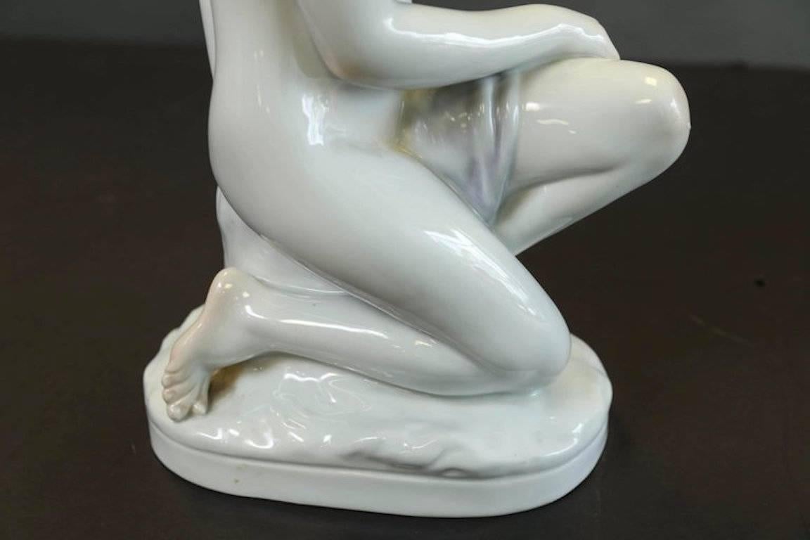 Herend female nude figure, hand-painted. #5719. 
 Condition is perfect, circa 1960s. 
Has Herend stamp on the bottom  
Measures: 17.5” H x 9.5” W.