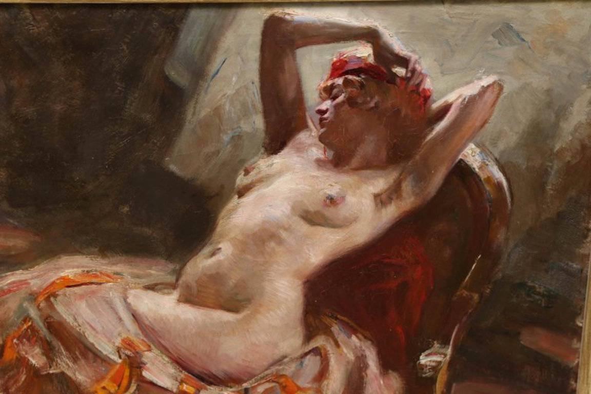 Reclining Nude - Other Art Style Painting by (attributed to) Istvan Szonyi