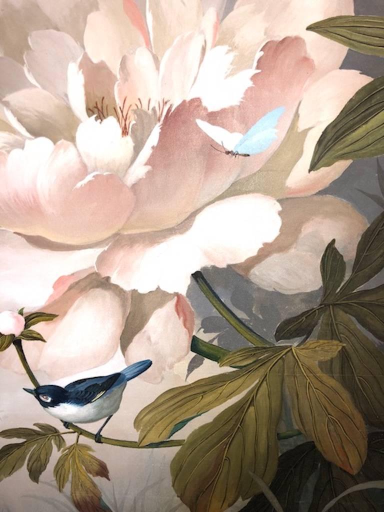 Garten Blumen (Beige), Still-Life Painting, von Kee Wu Wah