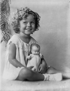 Vintage Shirley Temple Sitting With Doll Fine Art Print