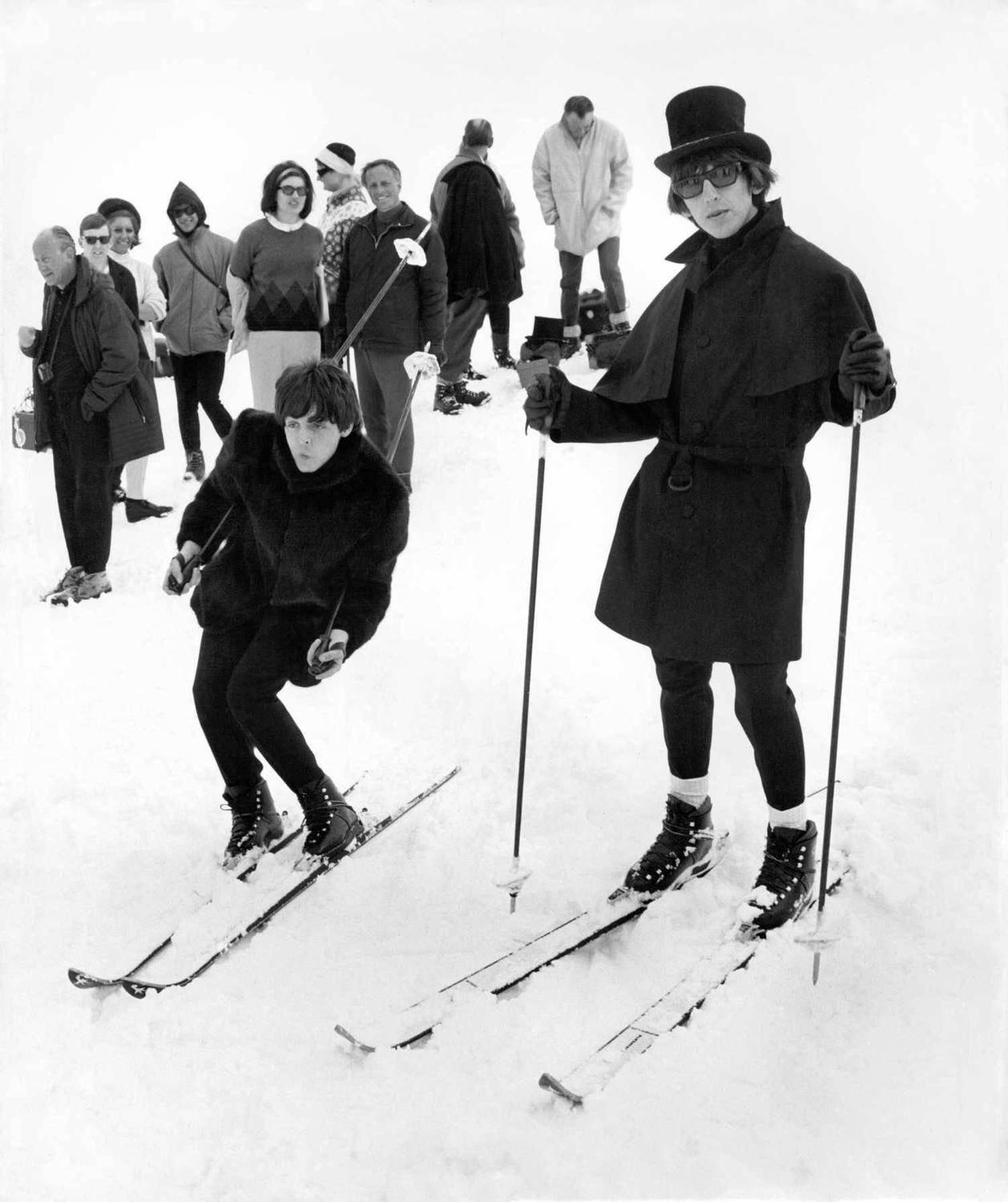 Unknown Black and White Photograph - The Beatles Skiing in 1965