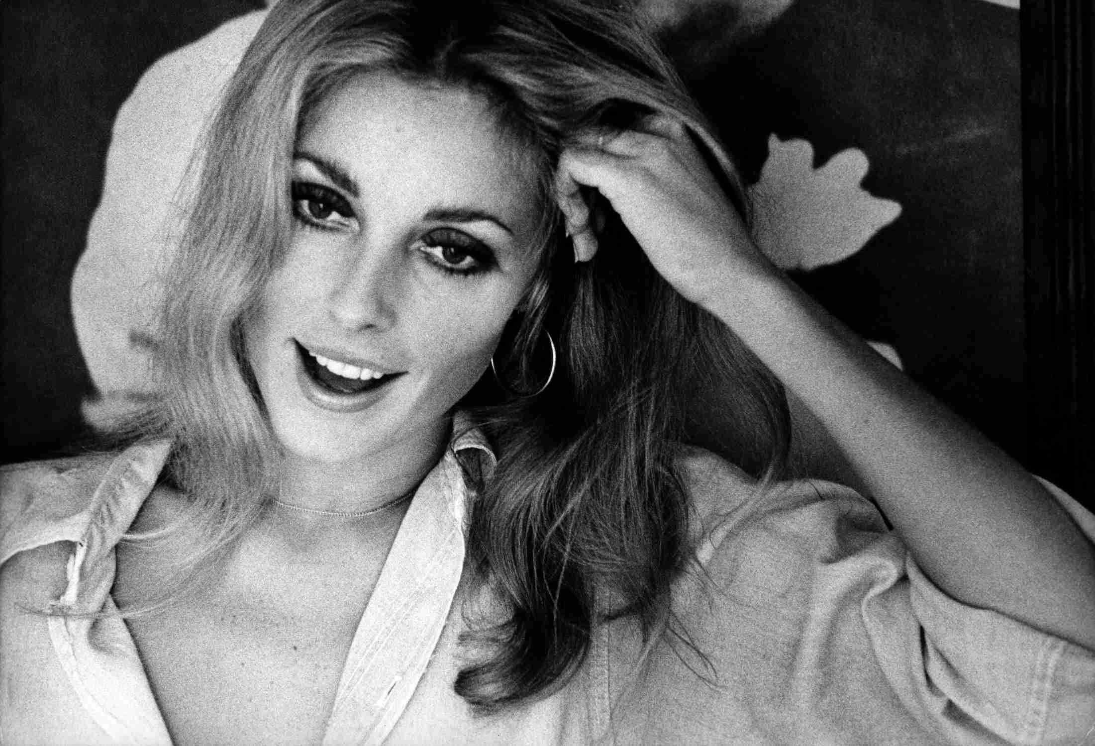 Giancarlo Botti Black and White Photograph - Candid Sharon Tate Smiling Fine Art Print