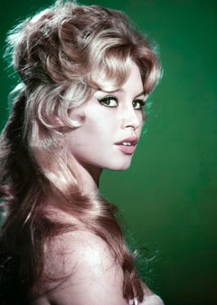 Vintage Brigitte Bardot on Green Fine Art Print