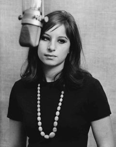 Young Barbra Streisand in Recording Studio Fine Art Print