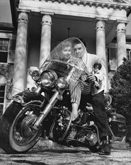 Elvis Presley with his Harley Davidson Motorcycle Fine Art Print