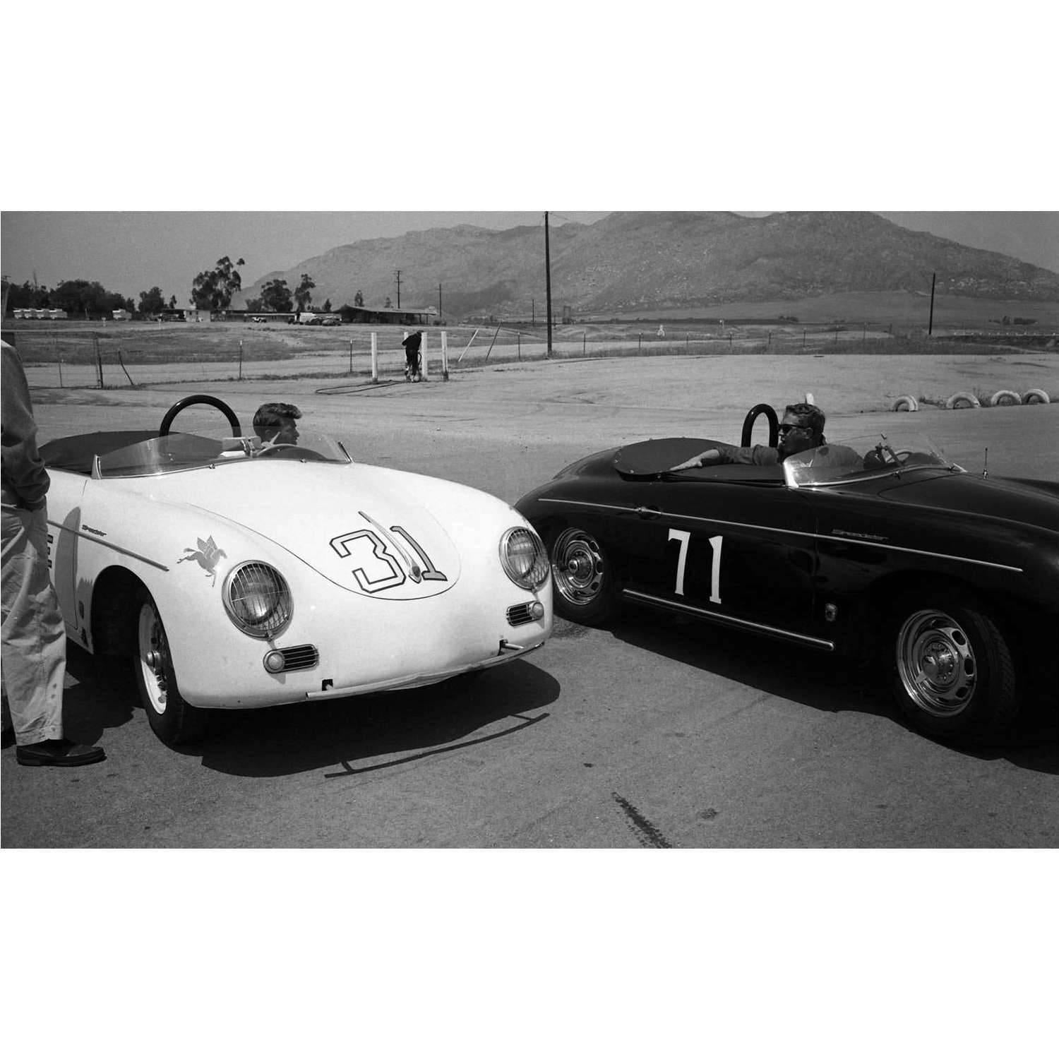 Unknown Black and White Photograph - Steve McQueen and his beloved porsche