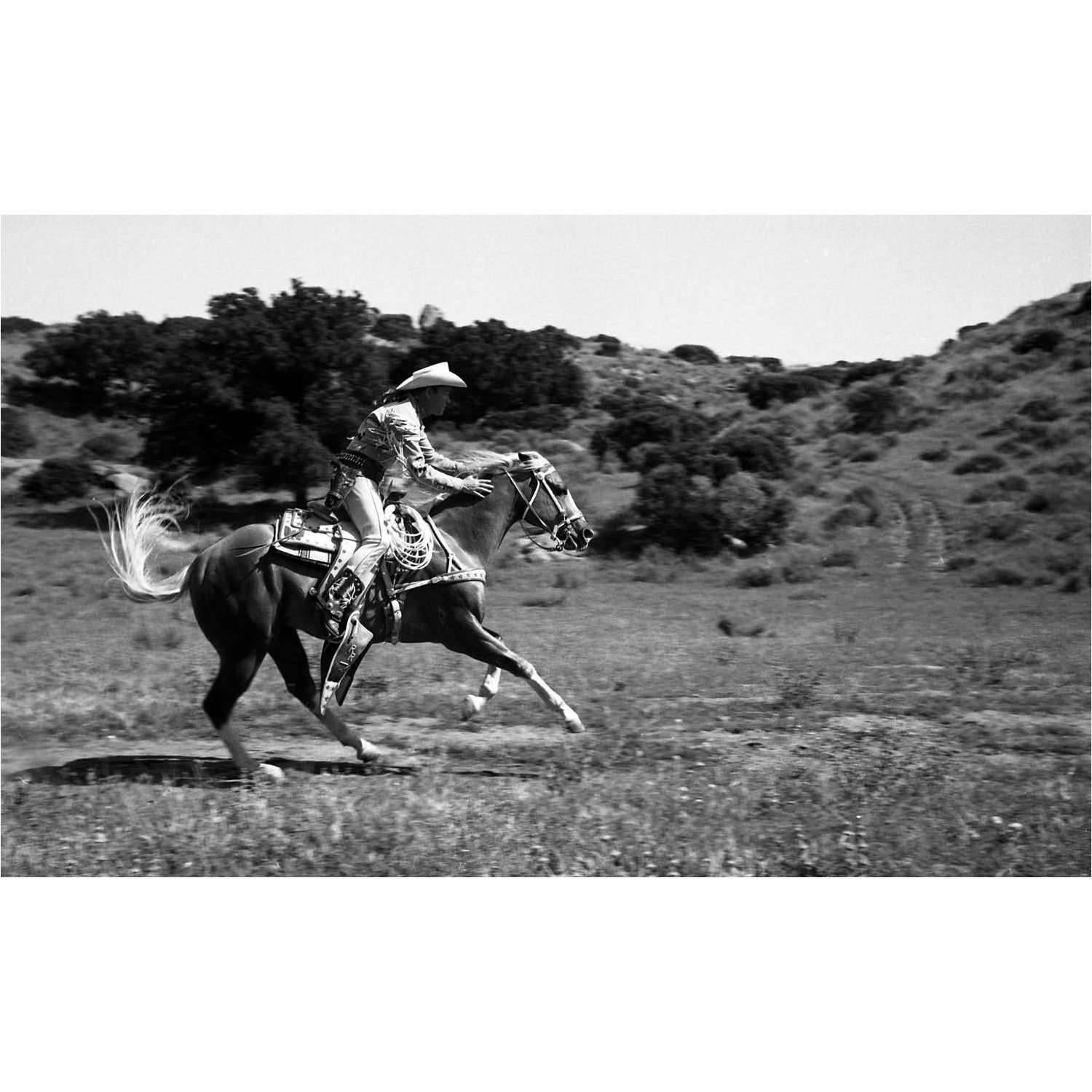 Unknown Black and White Photograph - Roy Rogers Running Trigger at Full Speed Fine Art Print