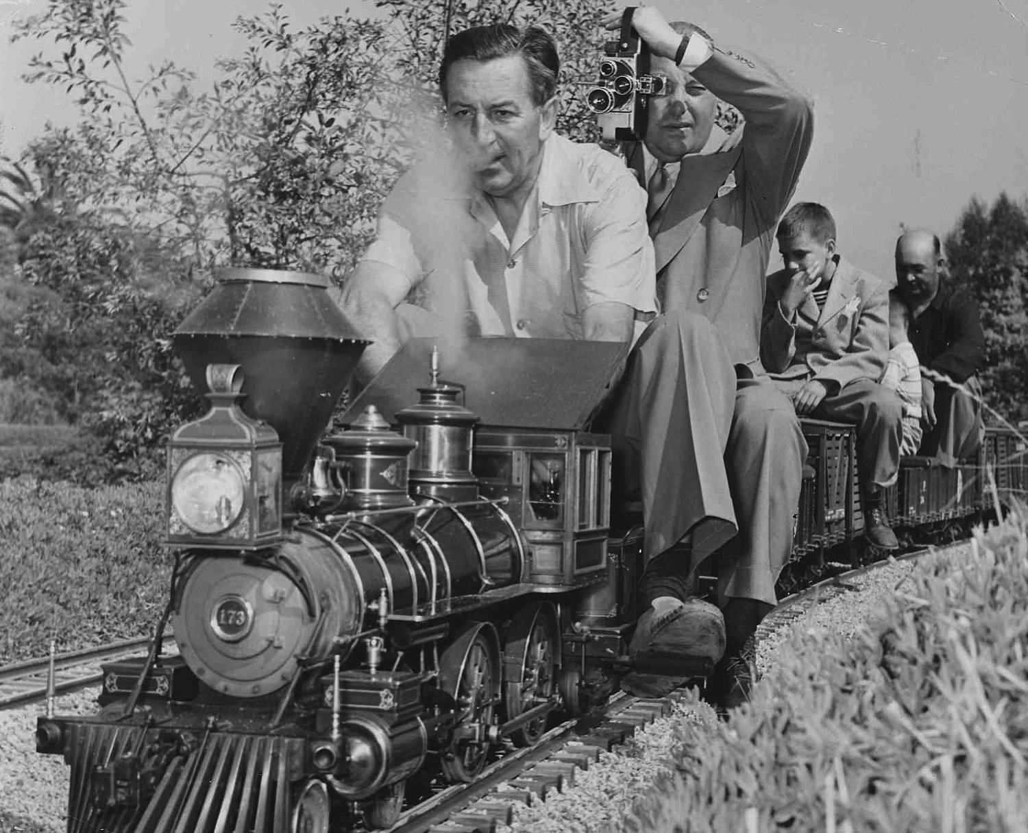 Unknown Portrait Photograph - Walt Disney and his Model Train Fine Art Print
