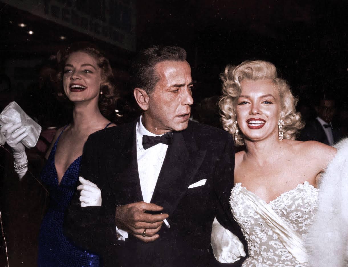 Unknown Portrait Photograph - Marilyn Monroe, Humphrey Bogart and Lauren Bacall, Colorized Fine Art Print