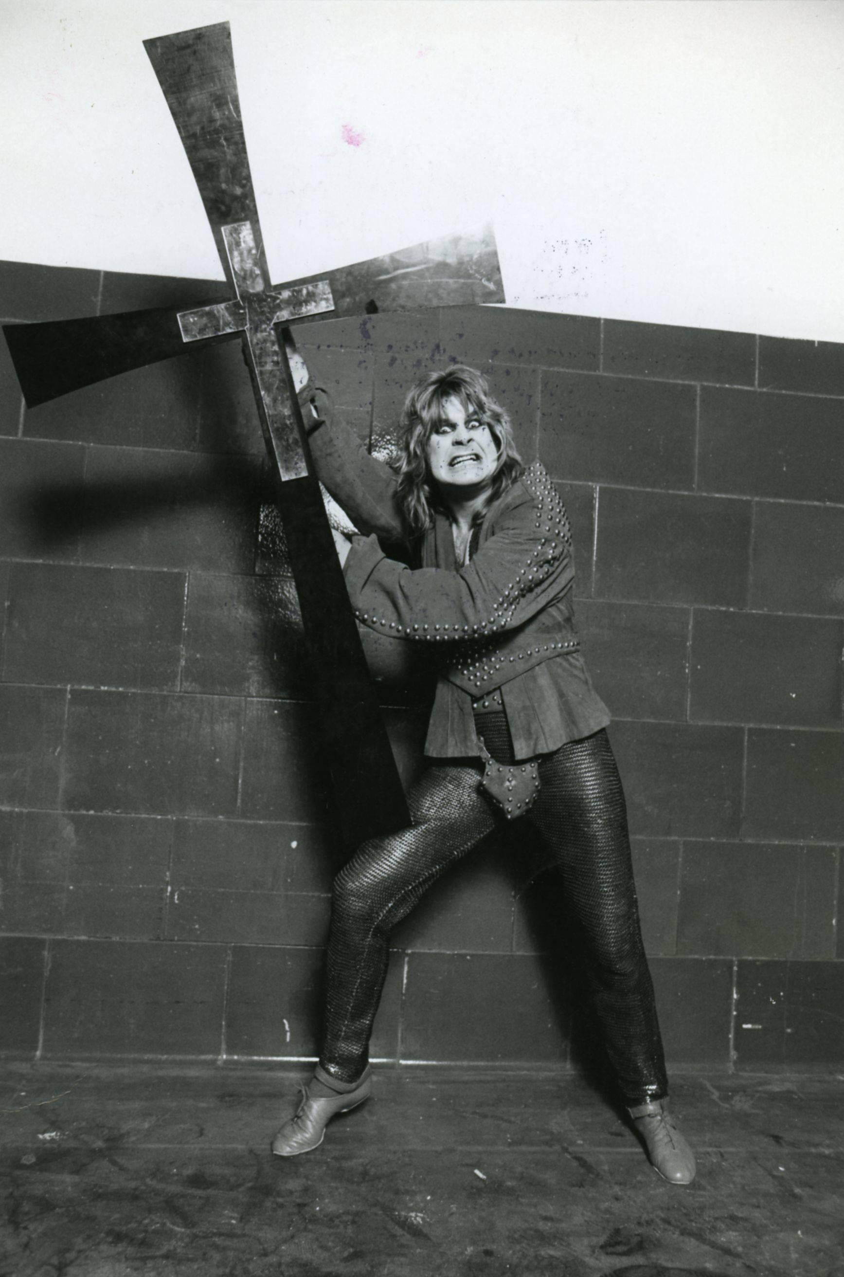 Unknown Black and White Photograph - Ozzy Osbourne with Cross Vintage Original Photograph