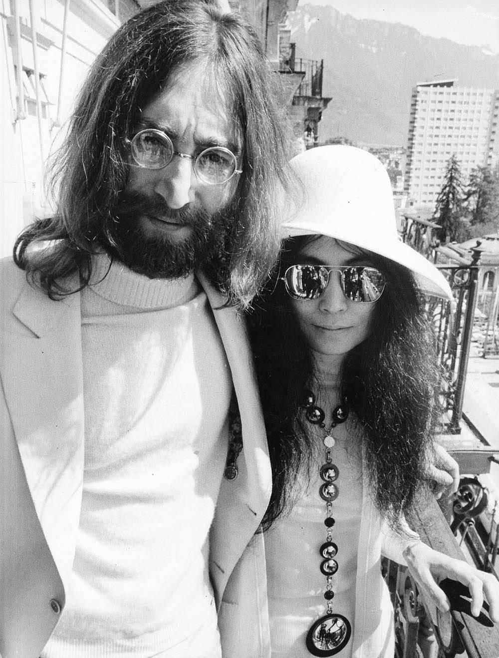Unknown Black and White Photograph - John and Yoko Wearing White Fine Art Print