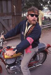 Vintage Hippie Riding Motorcycle, Monterey Pop Festival Fine Art Print