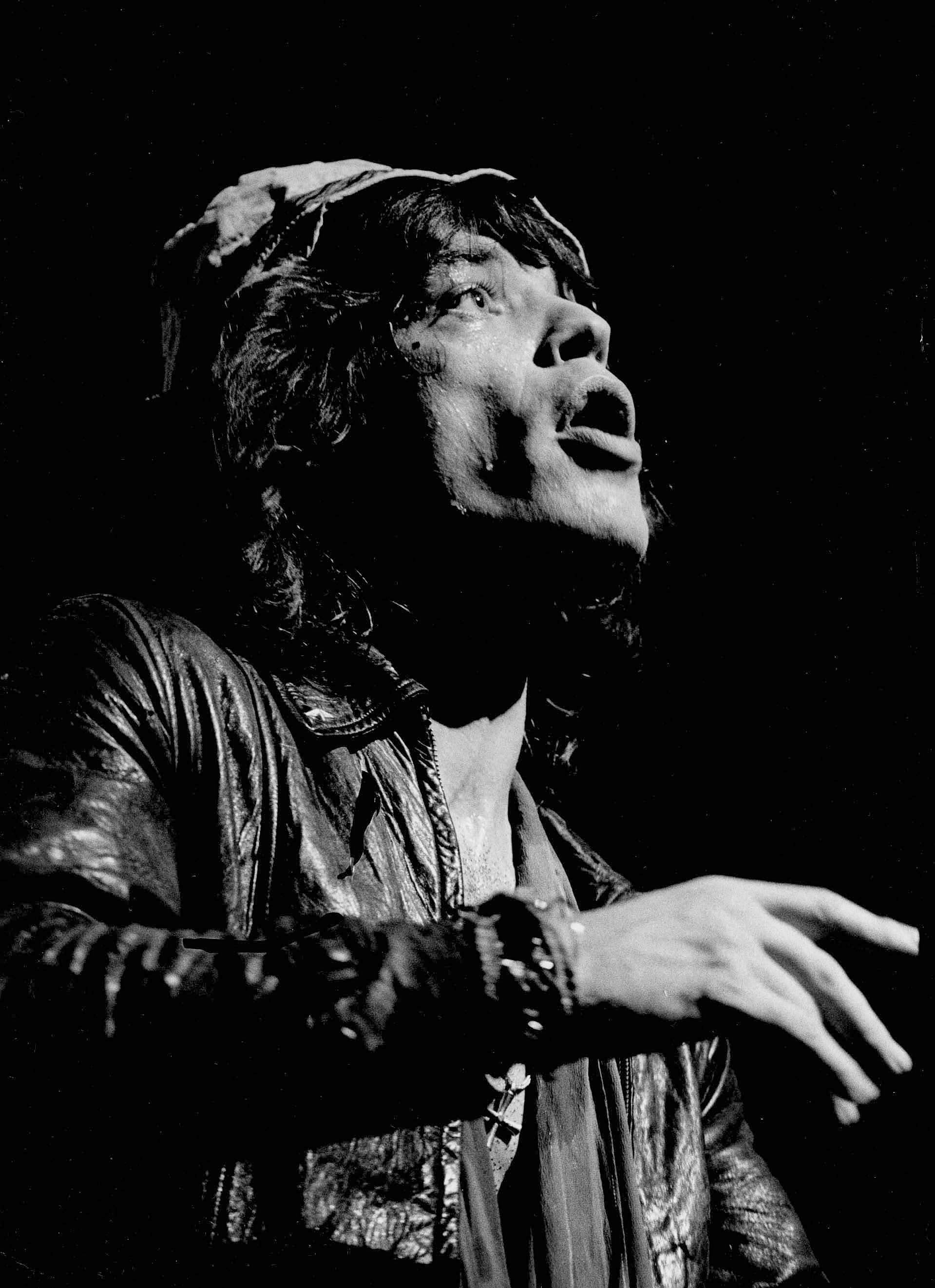 Unknown Black and White Photograph - Mick Jagger Singing Into Light Fine Art Print