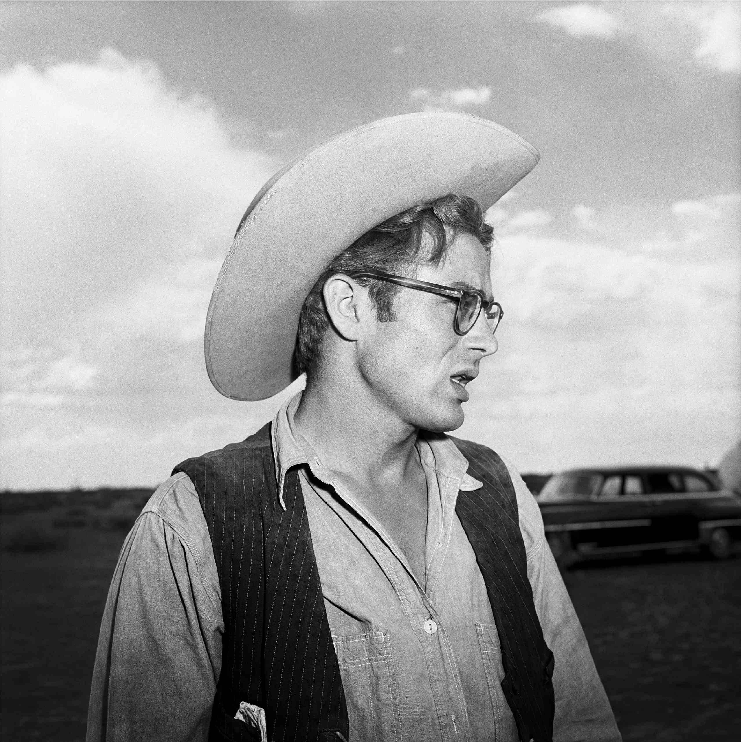 Frank Worth Black and White Photograph - James Dean in Cowboy Hat Fine Art Print