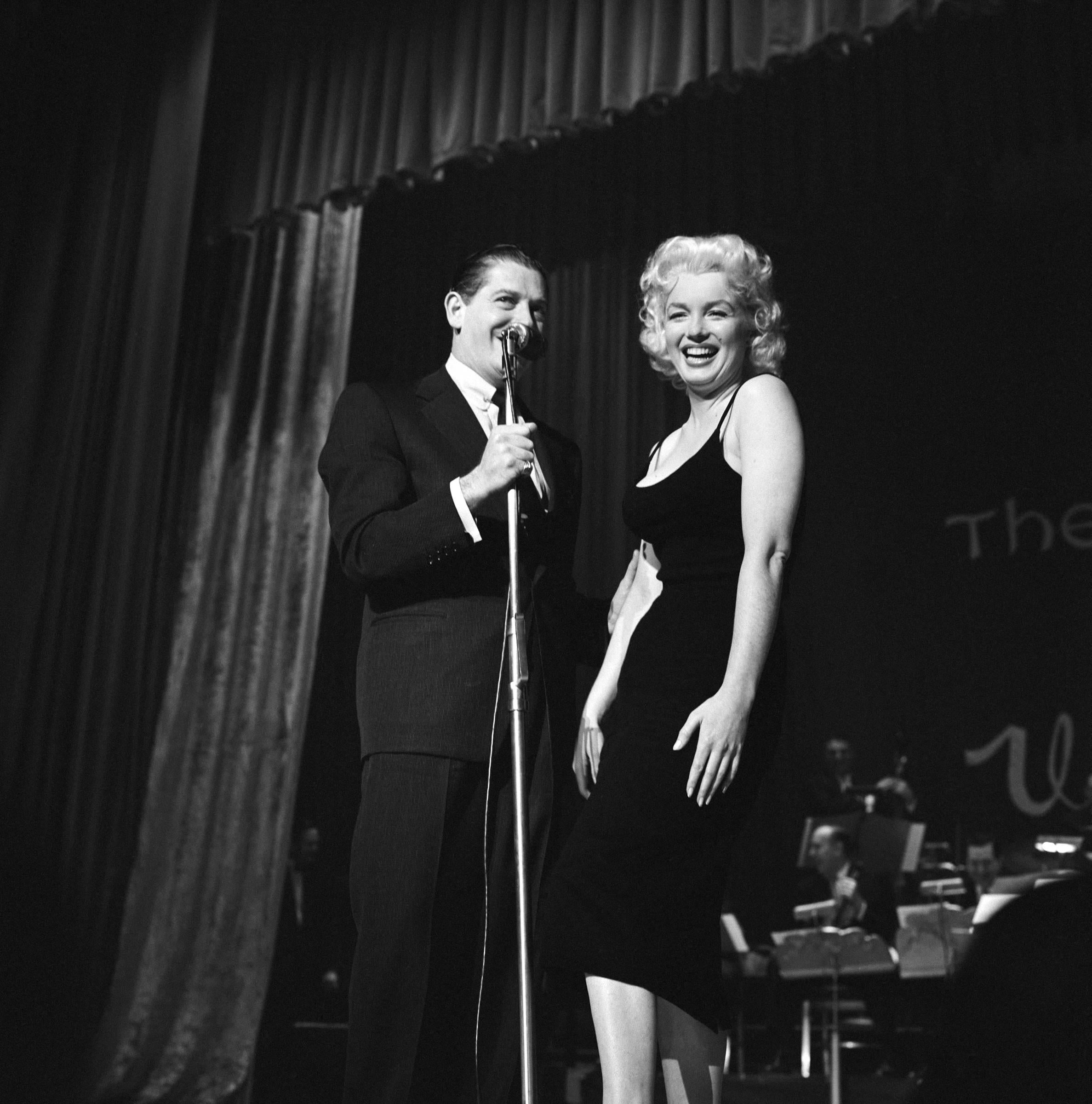 Frank Worth Portrait Photograph - Marilyn Monroe and Milton Berle on Stage Fine Art Print
