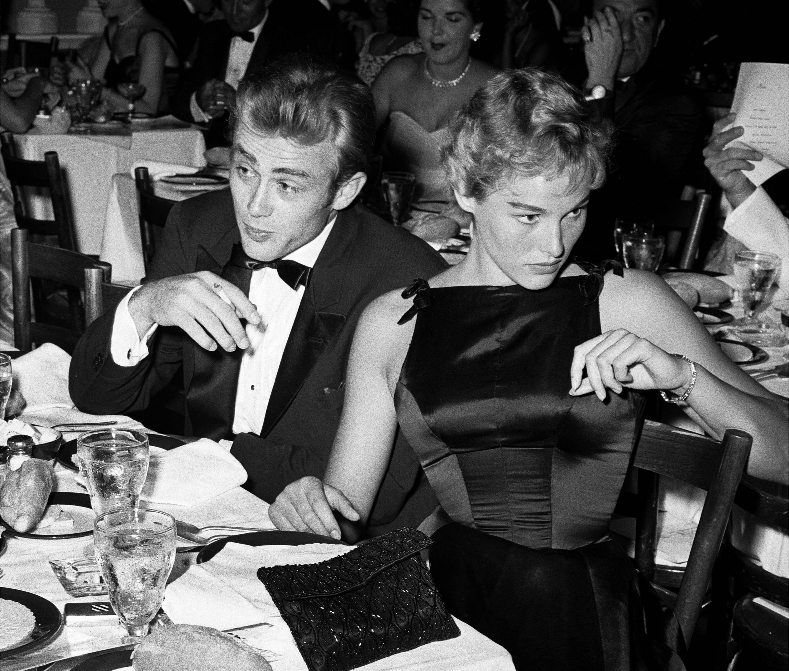 Frank Worth Black and White Photograph - James Dean and Ursula Andress at Oscar Dinner Fine Art Print