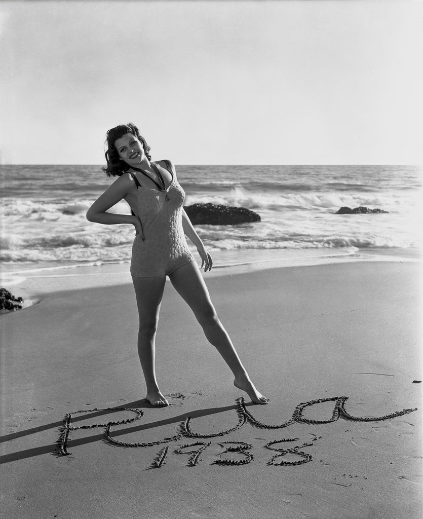 Unknown Black and White Photograph - Rita Hayworth "Rita 1938" on the Beach Fine Art Print