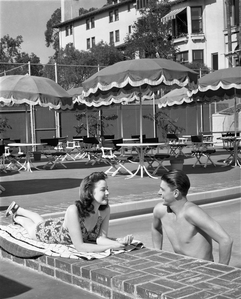 Unknown Black and White Photograph - Ronald Reagan Relaxing in the Pool Fine Art Print