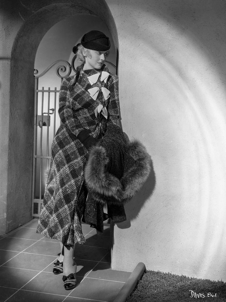 Elmer Fryer Black and White Photograph - Bette Davis Leaning in Fur Fine Art Print