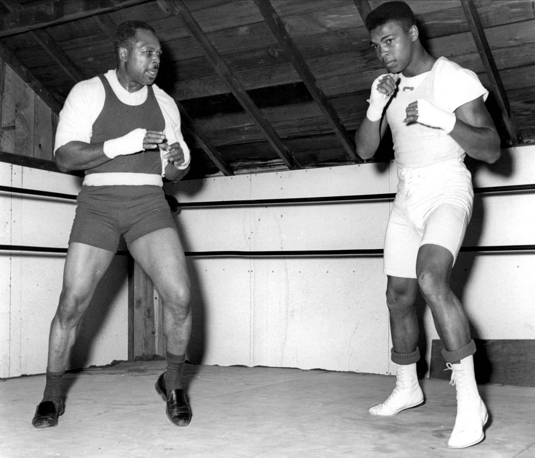 Unknown Black and White Photograph - Archie Moore and Muhammad Ali Training Fine Art Print