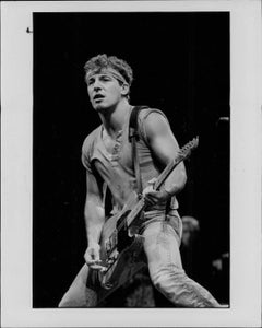Bruce Springsteen Playing Guitar on Stage Vintage Original Photograph