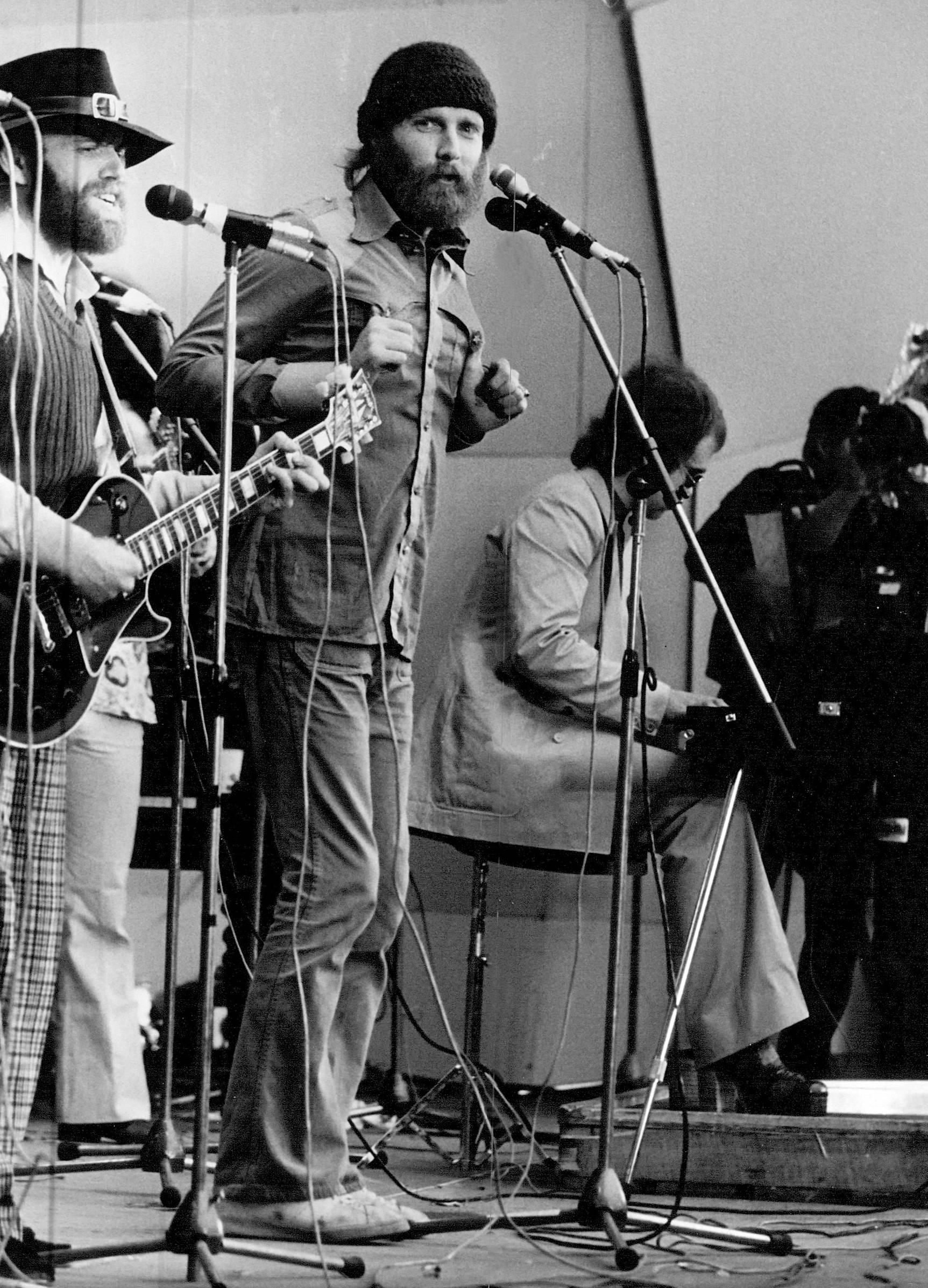 Unknown Black and White Photograph - The Beach Boys with Elton John on Stage Vintage Original Photograph