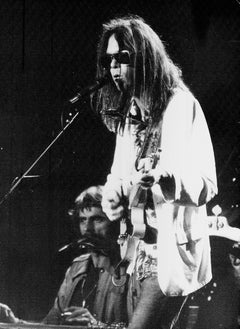 Neil Young Singing into Microphone Retro Original Photograph