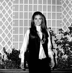 Vintage Raquel Welch Against Lattice Fine Art Print